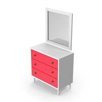 Drawer Dresser With Mirror Red White PNG & PSD Images