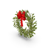 Mistletoe Wreath with Red Bow PNG & PSD Images