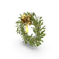 Mistletoe Wreath with Gold Bow PNG & PSD Images