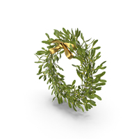 Mistletoe Wreath with Gold Bow PNG & PSD Images