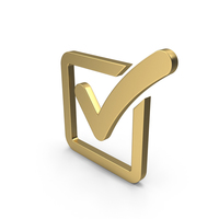 Check Icon With Quad Border Gold PNG & PSD Images