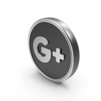 Social Media Google Plus Coin Silver Black PNG & PSD Images