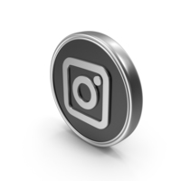 Social Media Instagram Coin Silver Black PNG & PSD Images