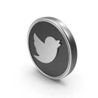 Social Media Twitter Coin Silver Black PNG & PSD Images