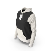 Female Fitted Hoodie Body Shape With Tag Black And White PNG & PSD Images