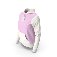 Female Fitted Hoodie Body Shape With Tag Pink And White PNG & PSD Images