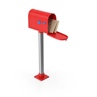Mailbox On Post Opened With Letters Red PNG & PSD Images