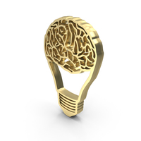 Brain Light Bulb Gold PNG & PSD Images