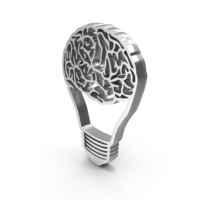 Brain Light Bulb Silver PNG & PSD Images