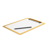 Gold Clipboard With Pen PNG & PSD Images