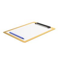 Gold Clipboard With Pen PNG & PSD Images