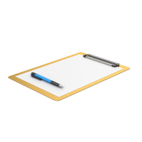 Clipboard With Pen Gold PNG & PSD Images