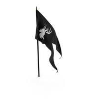 Medieval Waving Banner On Pole Black White PNG & PSD Images