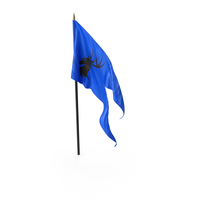 Medieval Waving Banner On Pole Blue Black PNG & PSD Images