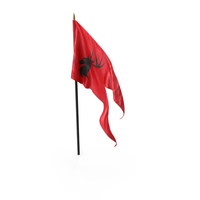 Medieval Waving Banner On Pole Red Black PNG & PSD Images