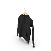 Female Fitted Hoodie Hanging on Hanger Black PNG & PSD Images