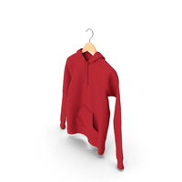 Female Fitted Hoodie Hanging on Hanger Red PNG & PSD Images