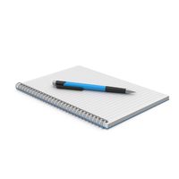 Spiral Notepad With Pen Blue PNG & PSD Images