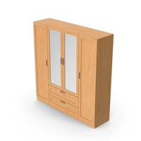 Wooden Wardrobe With Mirror PNG & PSD Images