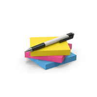 Stack Of Sticky Notes With Pen PNG & PSD Images