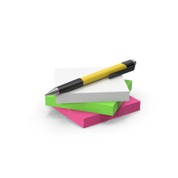 Stack Of Sticky Notes With Pen PNG & PSD Images