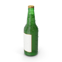 Green Beer Bottle With Water Drops PNG & PSD Images