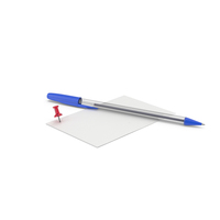 Paper With Glass Push Pin And Pen PNG & PSD Images