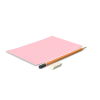 Pink Paper with Pencil and Eraser PNG & PSD Images
