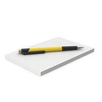 Paper Stack with Yellow Pen PNG & PSD Images