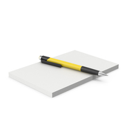 Paper Stack with Yellow Pen PNG & PSD Images