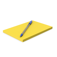 Yellow Paper Stack with Ballpoint Pen PNG & PSD Images