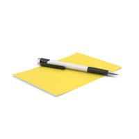 Yellow Paper With Pen PNG & PSD Images