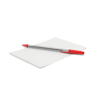 Paper with Red Ballpoint Pen PNG & PSD Images