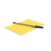 Yellow Paper with Ballpoint Pen PNG & PSD Images