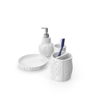 White Classical Bathroom Accessories Set PNG & PSD Images