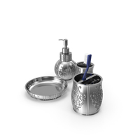 Chrome Classic Bathroom Accessories Set PNG & PSD Images