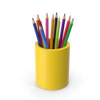 Pencil Cup With Pencils Yellow PNG & PSD Images