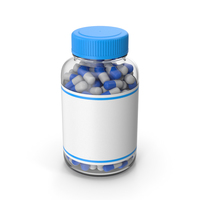 Glass Pill Bottle Blue PNG & PSD Images