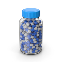 Glass Pill Bottle Blue PNG & PSD Images