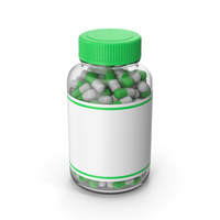 Glass Pill Bottle Green PNG & PSD Images