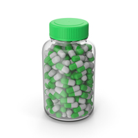 Glass Pill Bottle Green PNG & PSD Images