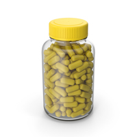 Glass Pill Bottle Yellow PNG & PSD Images