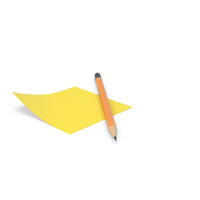 Yellow Sticky Note With Pencil PNG & PSD Images
