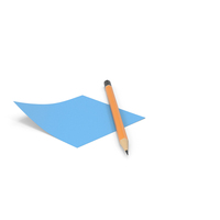Blue Sticky Note With Pencil PNG & PSD Images