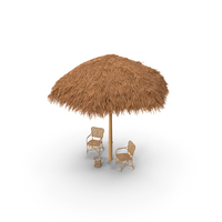 Bamboo Shelter Beach Canopy With Ikea Chairs PNG & PSD Images