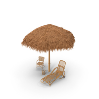 Bamboo Shelter Wicker Sunshade With Lounge PNG & PSD Images