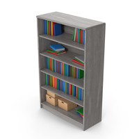 Bookshelf With Books Gray PNG & PSD Images