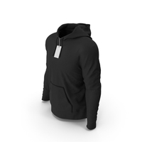 Black Male Standard Hoodie Worn With Tag PNG & PSD Images