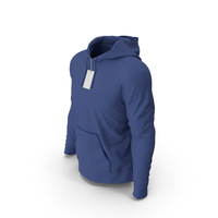Male Standard Hoodie Worn With Tag Dark Blue PNG & PSD Images
