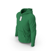 Male Standard Hoodie Worn With Tag Green PNG & PSD Images